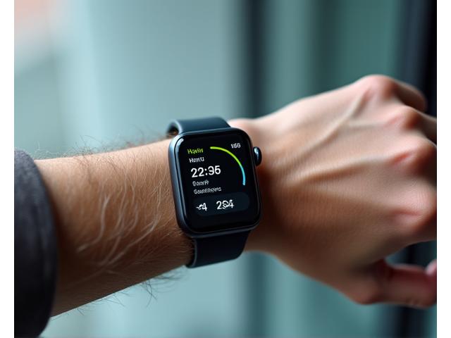Un smartwatch mostrando métricas de salud en una muñeca