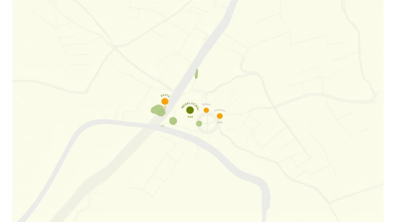 Mapa simplificado de Madrid con puntos destacados que indican tiendas de productos ecológicos y farmacias con secciones wellness.